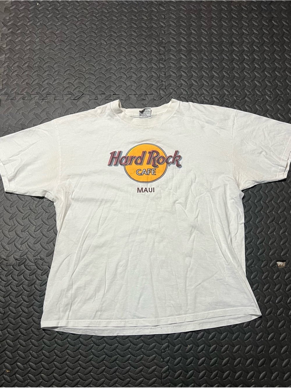 Hard Rock Cafe White Tee with Yellow & Red Maui Logo
